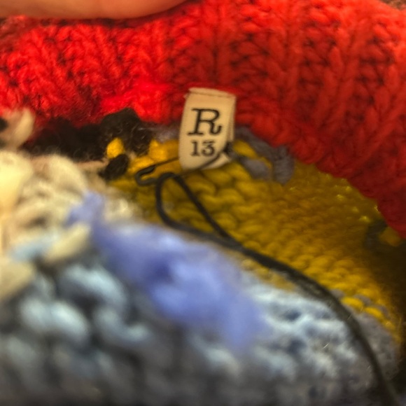 R13 Multicolor Very  Oversized Chunky Intarsia Sweater - Picture 8 of 14